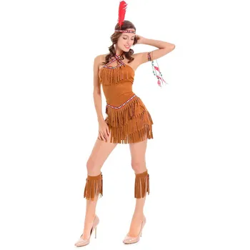 Ženske Seksi Cosplay Cowgirl Kostum Indijanci Princesa Tassel Za Maskiranje Za Odrasle Halloween Carnival Party Kostum, Ples, Oblačila