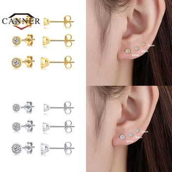 CANNER 3pcs/set Stud Uhani Za Ženske 925 Sterling Srebro Cirkon Mini Piercing Uhan Earings Nakit Uho Sponke Pendientes