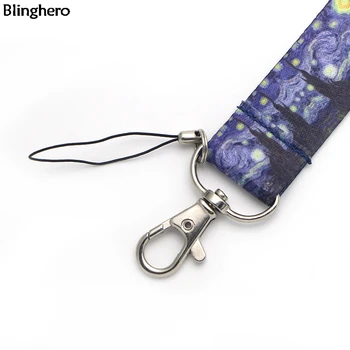 10pcs/veliko Blinghero Van Gogh je Zvezdnato Noč Paščka za Tipke Kul Telefon Vratu Traku USB ID Značko Imetnik Visi Vrv Darila BH0395