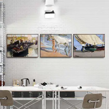 Doma Dekoracijo Umetnosti Stenske Slike Amo Dnevno Sobo, Poster Tiskanje Platna Slike Španski Joaqun Sorolla Plavalci 3
