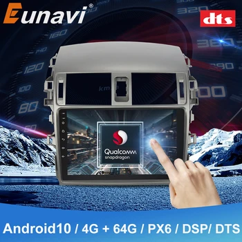 Eunavi Android 10 sistem avtomobila večpredstavnostna radio predvajalnik za Toyota Corolla E140/150 2007-2011 autoradio stereo GPS PX6 4G 64GB 2DIN