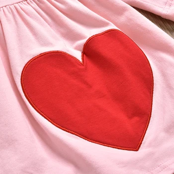2-7Y Valentinovo Malčka Fant Dekle Oblačila, ki Long Sleeve Srce Tunika majica s kratkimi rokavi Top + Cvet Obleke, Hlače Otroci, Kostumi
