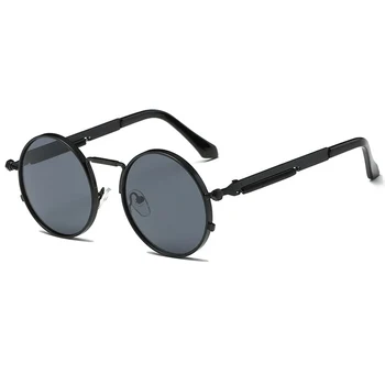 Vintage sončna Očala Za Moške Ženske blagovne Znamke Oblikovalec Punk Stil Kovinski Okvir Okrogla sončna Očala Moški Modni Očala Gafas sol UV400 O6