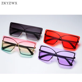 ZKYZWX Trendi na Kvadratni sončna Očala Ženske Enem Kosu Gradient Leče za sončna Očala za Moške Luksuzni Dizajn Ulica Strel Prevelike Očala