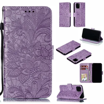Za iPhone 11 Primeru Luksuznih Usnjena denarnica Za iPhone 7 8 XR XS Max 8 Plus 3D Reliefi Moda Mehko TPU Stojalo Reža za Kartico Primeru
