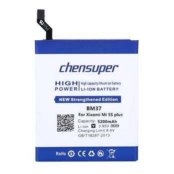 Chensuper 3.85 V BM37 5200mAh Mobilnega Telefona, Baterije za ponovno Polnjenje Za Xiaomi Mi 5S plus Baterija Mi5s Plus Baterija na Zalogi