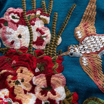 2020 pletene ženske Modni Pulover Pulover Luksuzni Modra Beading Ptica Dame Jopica Božič vzletno-pristajalne Steze, Roza, Modra jopica Skakalec