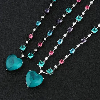 SINZRY hotsale modni nakit barvit kubičnih cirkonij srce oblika žensk obesek ogrlice chokers