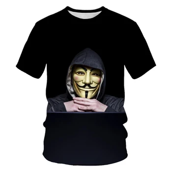 V besedo Vendetta 3D tiskanje moda nova moška T-shirt hip-hop klovn priložnostne O-vratu moška kratka sleeved majico ulica oblačila