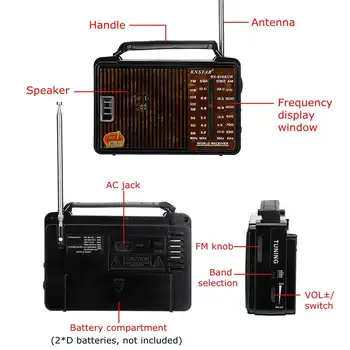Vroče Prodaje RX-608AC DC 3V Prenosni Celoten Kanal Retro Radia Visoko Občutljivost FM AM SW1 SW2 Radio 4 Band Radijska Darilo za Stare Ljudi