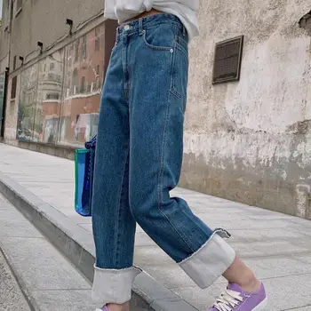 Genayooa Ulične Mozaik Visok Pas, Jeans 2020 Moda Mama Jeans Ženska Denim Fant Jeans Za Ženske Femme Korejskem Slogu