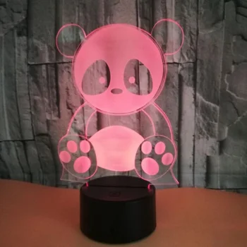 3D vizualni panda Multi-barvne Akril Svetlobe Ustvarjalno darilo Doma Oprema 7 sprememba barve