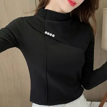 2020 Žamet Majica Ženska Zimski Modni Dolg Rokav Srajco O-Izrez Ženska Majica s kratkimi rokavi Svoboden korejskem Slogu Plus Velikost Ženske Majice