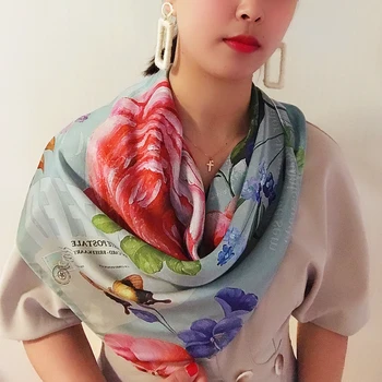 Moda Hidžab Šal Za Ženske Tiskanja Saten Svila Lase Šali Ruto 70*70 cm Kvadrat Neckerchief Glavo, Rute Za Ženske do leta 2020