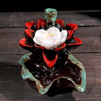 Nova Keramika Lotus Kadila Gorilnik Slap Backflow Kadila Imetnik Aroma Dima Vodnjak Censer Z Meditacijo, Jogo Molitev Peč