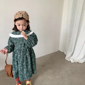 Dekle Žamet withThick Zdrobljenih Cvetov Obleko za Jesen in Zimo Novega Otroka španska Princesa Obleke Malčka Otroci Priložnostne Obleko