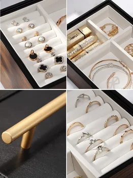 Nov lesen nakit škatle z ročajem, tri-plast skladiščenje, nakit manager, ki prevažajo polje, žensk, prstan, ogrlico polje WY606
