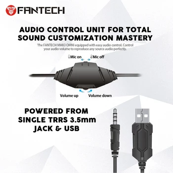FANTECH MH83 3,5 MM Jacl&USB Slušalke Z Mikrofonom, LED Žično Gaming Slušalke Za PS4 PC Slušalke Igralec Računalnik Slušalke