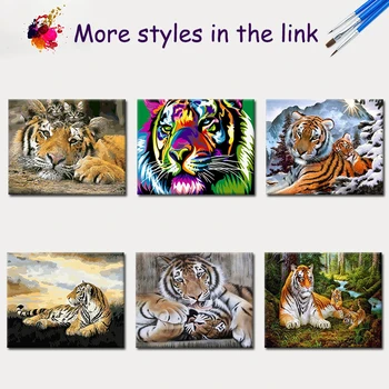 SDOYUNO brez okvirjev 40x50cm Tiger Živali, Barvanje Z Številkami DIY Za Edinstveno Darilo Barve Z Številk Za Odrasle Stenski Dekor Wall Art