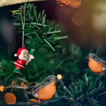 12Pcs Božični Okraski za Božično Drevo Obesek Pribor Birdie Simulacije Robin Ptica Vrtu Drevo Okraski