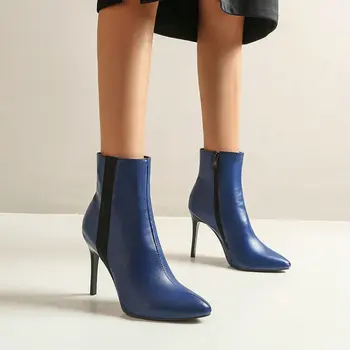 2020 pozimi, jeseni oranžno, mornarsko modra žensk stilettos škorenjčki super tanka visoka heelse seksi ženska je gleženj škornji plus velikost 35-48