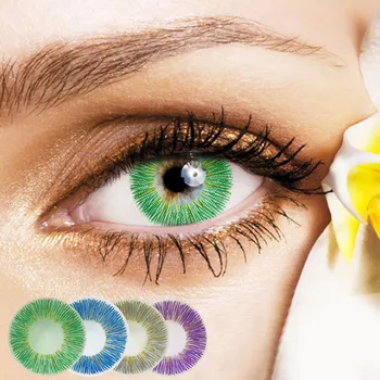 1Pair(2pcs) Barvne Kontaktne Leče Modra Treh Ton Serije Turkizno Moda Oči Stike z Barvo Oči Kontaktne Leče Debelo