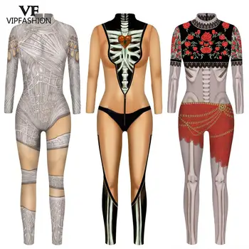 VIP MODA Filma Scary 3D tiskanja Cosplay Kostum za Odrasle bo Ustrezala Mumija Karneval Zentai Jumpsuits Halloween Kostumi Za Ženske