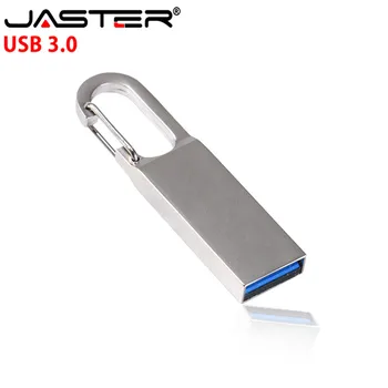 JASTER laser po meri(več 10pcs brezplačno logotip)kovinski keychain USB 3.0 pomnilniški ključ usb flash disk 64GB 128GB 16GB 32GB 4GB pendrive