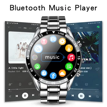 LIGE 2020 Novo Mens Dejavnosti Pametno Gledati Polni, zaslon na dotik, Bluetooth klic Jekla pasu smartwatch za Android IOS Telefon Nepremočljiva