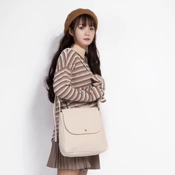 Platno vrečko ženski študent korejski literarni torba, velika zmogljivost messenger bag ženski platneni vrečki