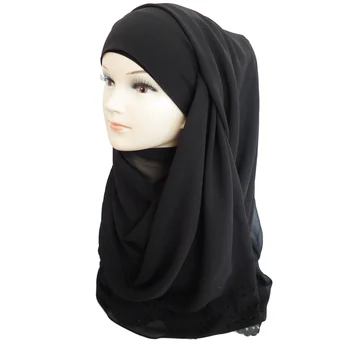 180*85 cm Mehurček Šifon Cvetlični Laser Cut Muslimanska oblačila Hidžab Glavo Zaviti šal Šal polnih Barv Velika Velikost