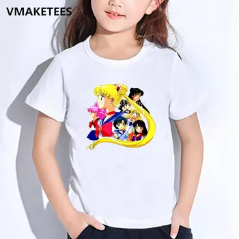 Otroci Poletje Kratkimi Rokavi Girls & Boys T srajce Sailor Moon Lolita Risanka Tiskanja otroška T-shirt Smešno Otroška Oblačila