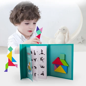 Otroci Magnetni 3D Sestavljanke, Sestavljanke, Tangram Razmišljanje Usposabljanja Igre Baby Montessori Učenje Izobraževalni Lesene Igrače za Otroke