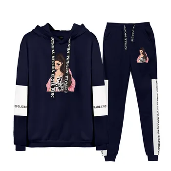 Ariana Grande športna oblačila za ženske telovadnici 2 Delni Set Ženske Hip Hop Puloverji Jopice Moda Kul Hooded Šport Priložnostne Obleko