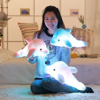 1pc 45 cm Ustvarjalne Svetlobne Plišastih Dolphin Lutka Žareče Blazino, LED Luči, Plišastih Živali, Igrače, Pisane Lutka Otroci Otrok Darilo