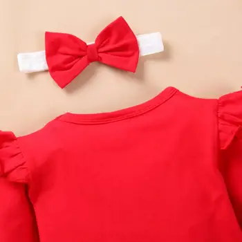 Nov Baby Božič Obleko Dekle Določa 3 KOS Dolg Rokav Jelen Top+Bowknot Suspender Krilo+Glavo Malo Dekliška Oblačila