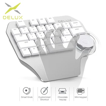 Delux T11 Bluetooth Tipkovnica Ergonomska Oblikovalec Eno Roko Tipkovnico Z Prilagodljiv Keycaps Mini Tipkovnico Za Prenosni RAČUNALNIK Windows
