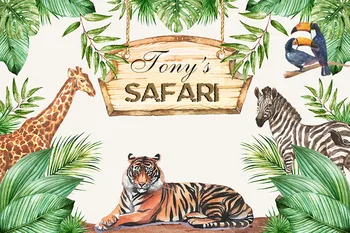 Sensfun Tiger, Žirafa, Zebra Safari Robu Džungle Rojstni dan Ozadja Za Foto Studio Risanka Vinil 7x5FT