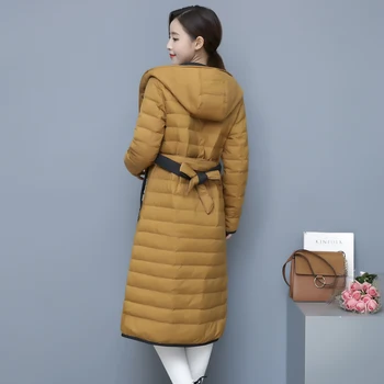 Moda za jesen zimo puhovka ženske blagovne znamke oblačil pasu dolgo 2019 novo toplo jakno Nositi na obe strani hooded Windbreaker suknjič
