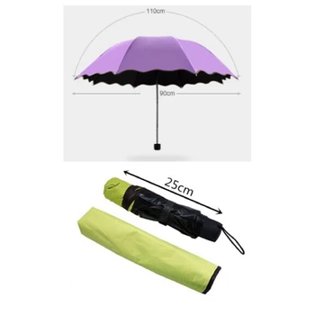 Prenosni Mini Vode Srečanje Cvetenjem Sončno Streho Lady UV Zaščito Barva ne Dežnik Windproof Potovanja Dežnik