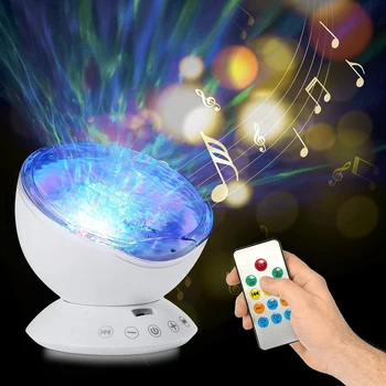 Oddaljen Nadzor LED Ocean Wave Music Projektor Svetlobe 7 Barv Svetlobe Vgrajen Predvajalnik Glasbe, ki Za Sproščujoče Vzdušje Poročni Dekor D30