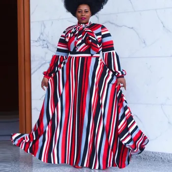 Tiskalni Trak Dolg Rokav Afriki Maxi Obleko Afriške Obleko Plus Velikost Ženske Dolga Obleka Afriška Oblačila Ženske Dashiki Haljo Femme