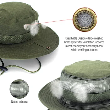 Vojska zelena prostem, športni ribolov klobuk breathale široko roba dežnik UV zaščito ribič skp Poletje, Sonce Zaščite Ribolov Skp