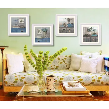 4 Kos Elegantno Modro Slog Cvetje Slike tihožitja Oljno sliko Sodobne Wall Art Print na slikarsko platno za Dekoracijo Doma