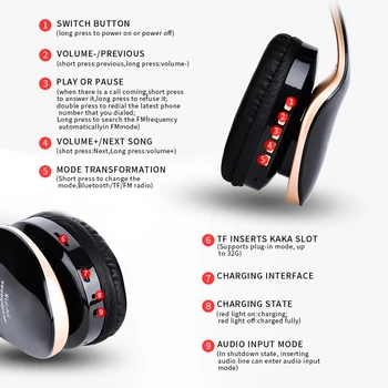 Nove Brezžične Slušalke Bluetooth Zložljive Slušalke Stereo Slušalke Gaming Slušalke Z Mikrofonom Za RAČUNALNIKOM, Mobilnim telefonom, Mp3