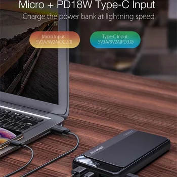 BlitzWolf 10000mAh za 22,5 W Digitalni Prikaz QC3.0 PD3.0 SCP Dvojni Izhod Vhod Pametne Moči Banke za iPhone za Samsung za Huawei