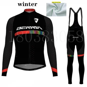 BERRIA ekipa Zimsko kolesarjenje bo ustrezala Mens dolg rokav Žamet šport cestno kolo topla oblačila, mtb suknjič volne srajce Cikel kit ciclismo