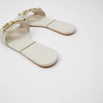 SOUTHLAND 2020 nove ženske čevlje Kovinski nakit design usnje krava Ravno sandali ženska Poletni natikači