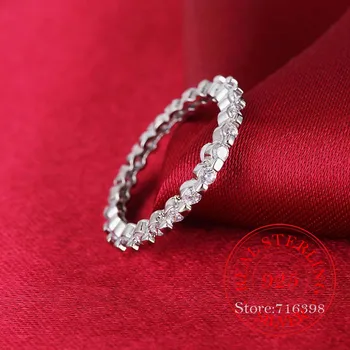 925 Sterling Srebrni Nakit Vintage Preprosto Kristalno Nekaj je Srebrna Poroka Obroči za Ženske Moški Modni Anel De Prata Bijoux