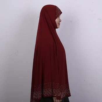 Kakovost Navaden Muslimanske Ženske khimar Z Diamanti Islamske Arabski Mehko Dihanje Niqab Molitev Hidžab Skp islamska oblačila 100x90cm
